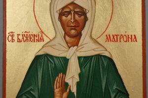 Saint Matrona of Moscow Hand Painted Byzantine Orthodox Icon on Wood