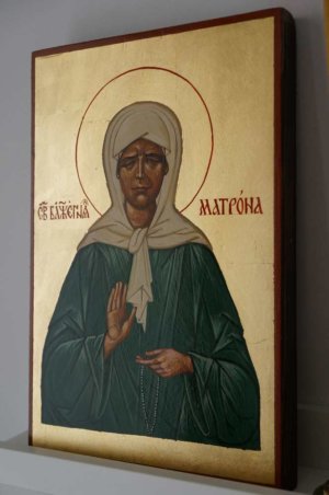 Saint Matrona of Moscow Hand Painted Byzantine Orthodox Icon on Wood