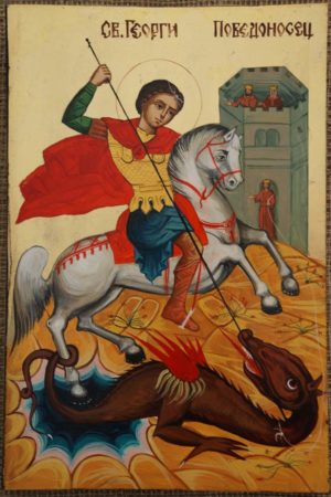 Saint George Hand-Painted Byzantine Icon