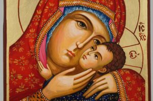 Theotokos Eleusa Icon Hand Painted Byzantine Orthodox