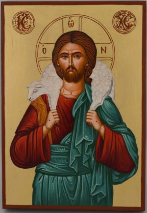 jesus the good shepherd icon hand painted byzantine