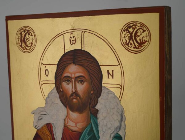 jesus the good shepherd icon hand painted byzantine