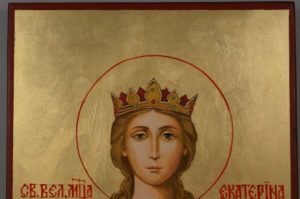 Hand-Painted Orthodox Icon of St Catherine of the Wheel