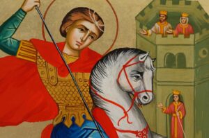 St George Slaying the Dragon Icon Hand Painted Byzantine Orthodox