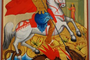 St George Slaying the Dragon Icon Hand Painted Byzantine Orthodox