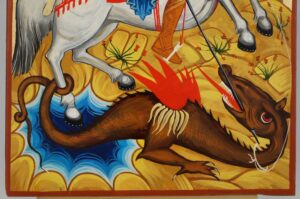 St George Slaying the Dragon Icon Hand Painted Byzantine Orthodox