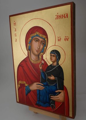 saint anne and mary icon hand painted orthodox