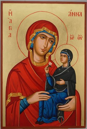 saint anne and mary icon hand painted orthodox