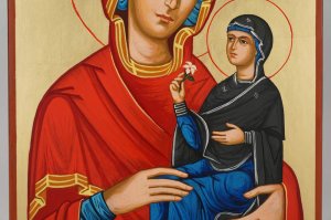 saint anne and mary icon hand painted orthodox