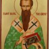 Saint Basil the Great Hand Painted Byzantine Orthodox Icon on Wood