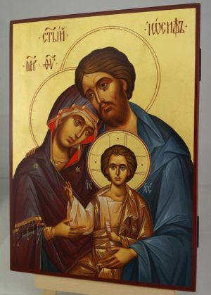 The Holy Family Hand Painted Byzantine Orthodox Icon on Wood