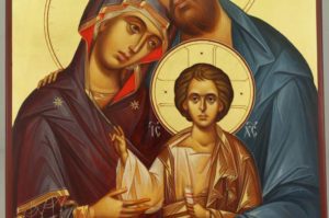 The Holy Family Hand Painted Byzantine Orthodox Icon on Wood