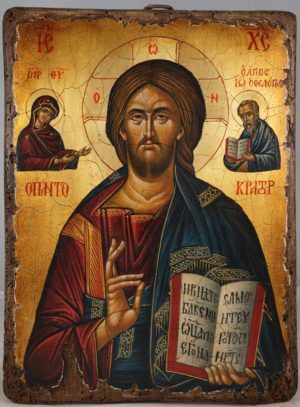 Pantocrator 14th c. Mount Athos Hand-Painted Icon