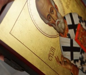 St Nikolaos Hand-Painted Icon Detail