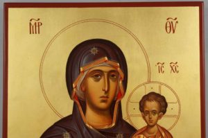 Mother of God Hodegetria Hand Painted Byzantine Orthodox Icon on Wood