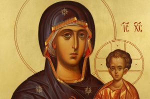 Mother of God Hodegetria Hand Painted Byzantine Orthodox Icon on Wood