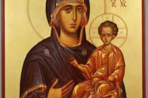 Mother of God Hodegetria Hand Painted Byzantine Orthodox Icon on Wood