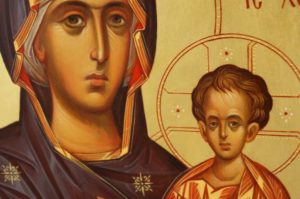 Mother of God Hodegetria Hand Painted Byzantine Orthodox Icon on Wood