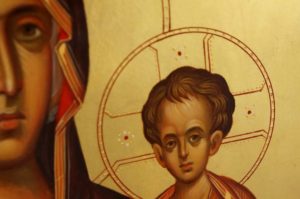 Mother of God Hodegetria Hand Painted Byzantine Orthodox Icon on Wood