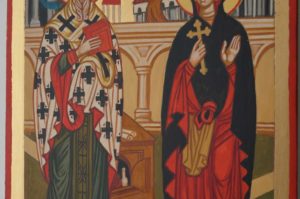 Saints Cyprian and Justina Hand Painted Byzantine Orthodox Icon on Wood