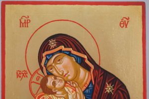 Virgin Mary Sweet Kissing Hand Painted Orthodox Icon on Wood