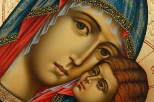 Virgin of Tenderness decorated halo Hand Painted Orthodox Icon on Wood