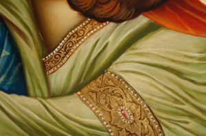 Virgin of Tenderness decorated halo Hand Painted Orthodox Icon on Wood