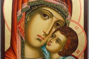 Virgin Mary Sweet Kiss Hand-Painted Byzantine Icon