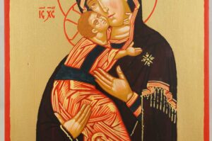 Vladimirskaya Mother of God Hand Painted Orthodox Icon on Wood