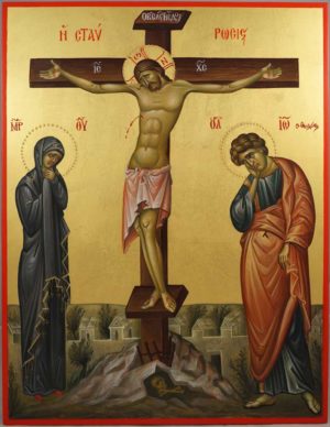 Crucifixion of Christ Hand-Painted Byzantine Icon