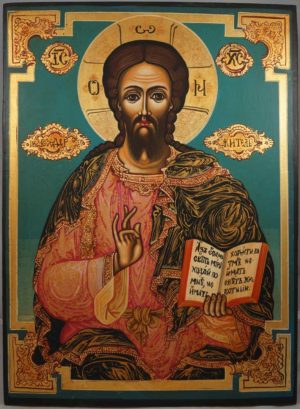 Jesus Christ Pantocrator 19th c. Hand-Painted Byzantine Icon