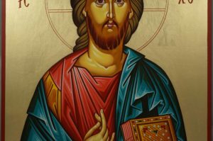Jesus Christ Pantocrator Closed Book Hand Painted Greek Icon