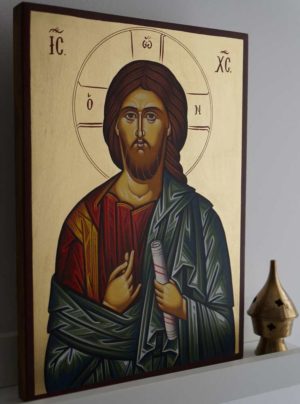 Hand-Painted Byzantine Icon of Pantocrator - Vatopedi Monastery