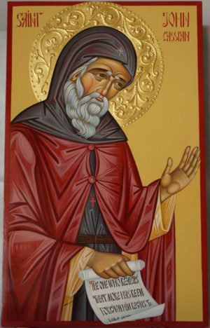 Saint John Cassian Hand-Painted Byzantine Icon Halo Relief Gold Leaf