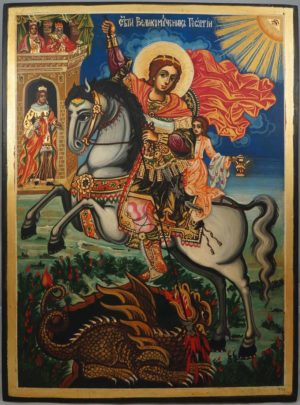 St. George the Trophy-Bearer Hand-Painted Byzantine Icon