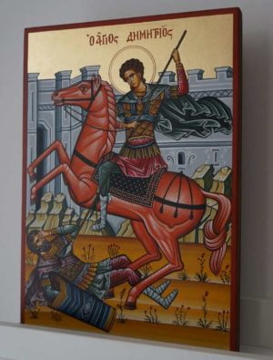 St Demetrius on Horseback Hand-Painted Greek Icon