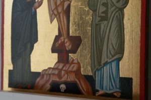 The Crucifixion Hand Painted Byzantine Orthodox Icon on Wood