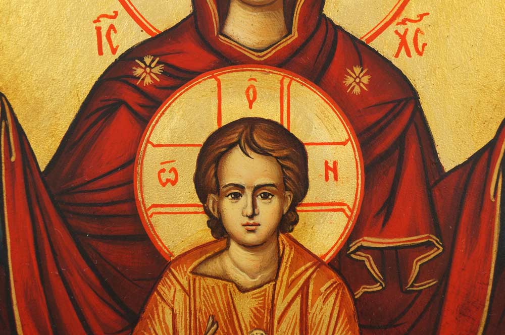 Theotokos of the Sign Hand-Painted Byzantine Icon