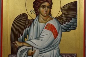 White Angel of Serbia Hand-Painted Byzantine Icon Бели анђео Beli anđeo