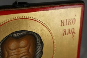 Saint Nicholas Hand-Painted Orthodox Icon Backside