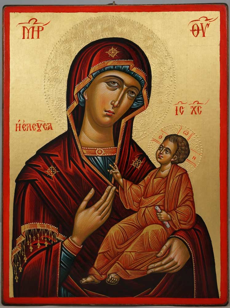 The Virgin Eleusa (14th c. Crete) Hand-Painted Byzantine Icon