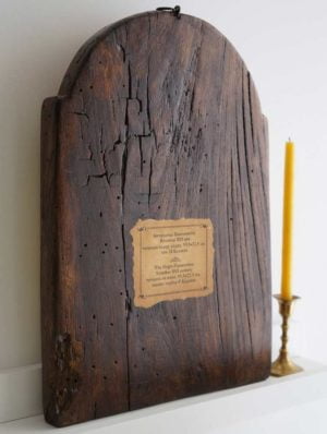 Aged Look Hand-Painted Byzantine Icon with Antique Metal Hanger