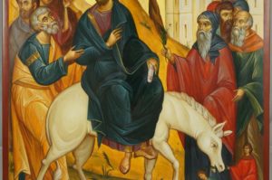 Herran Ratsastus Jerusalemiin palm_sunday Ride to Jerusalem hand-painted Byzantine Icon