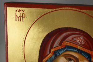 Mother of God Hodegetria Guide Hand-Painted Byzantine Icon Detail