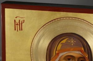 Virgin Mary Hodegetria Hand-Painted Icon Detail