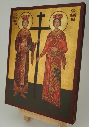 sts constantine and helena icon hand painted byzantine orthodox