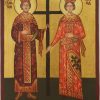 sts constantine and helena icon hand painted byzantine orthodox