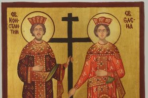 sts constantine and helena icon hand painted byzantine orthodox
