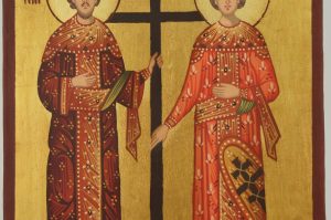 sts constantine and helena icon hand painted byzantine orthodox