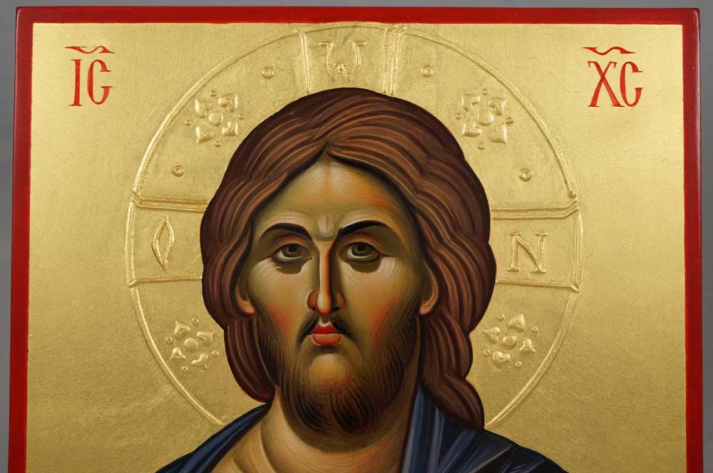 Jesus Christ Pantokrator (halo relief) Hand-Painted Orthodox Icon